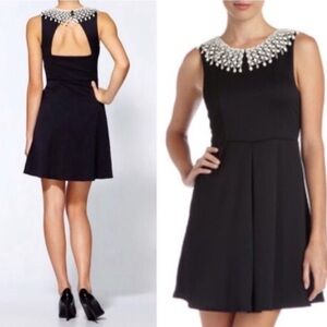 Free People Black Waffle Knit Dress featuring Crochet Peter Pan Collar